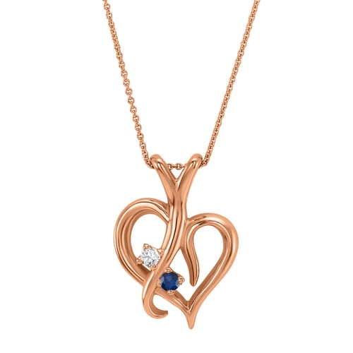 Goldenes Herz mit Saphir und Diamant Lynelle