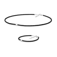 Silbernes Schmuckset mit Spinell-Perlen und einer weißen Perle Taio