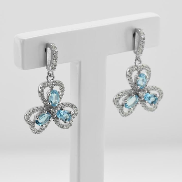 Silberne Ohrringe mit Topas in Form eines Kleeblatts Lerda 46306