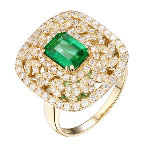 Smaragd im Goldring mit Diamanten Dawix