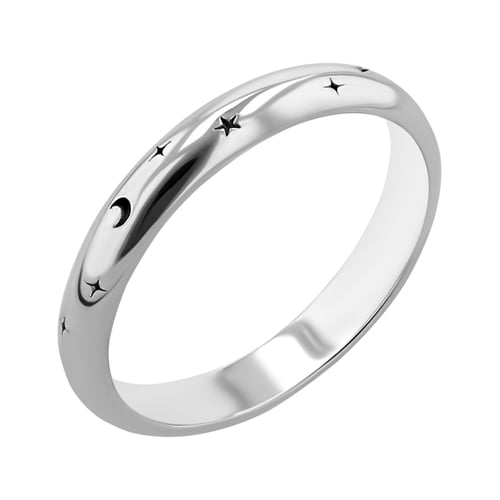 Eheringe aus Platin mit der Gravur von Mond und Sternen Furilla