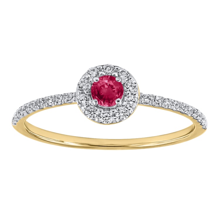 Silberner Halo-Ring mit Rubin und Lab Grown Diamanten Wendy