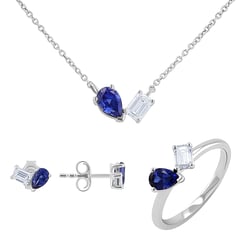 Schmuckset Toi et Moi mit Lab Grown Diamant und Saphir Querida
