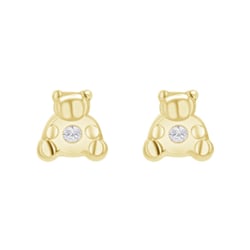 Goldene Kinder-Ohrringe mit Bärenmotiv Bear