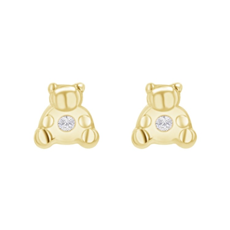 Goldene Kinder-Ohrringe mit Bärenmotiv Bear