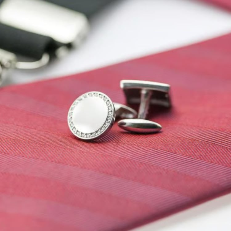 Silberne Manschettenknöpfe mit Diamanten 165365