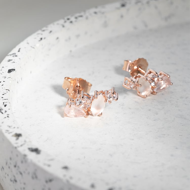 Ohrringe in Silber mit Topas, Rosenquarz und Mondstein Nacho 123806