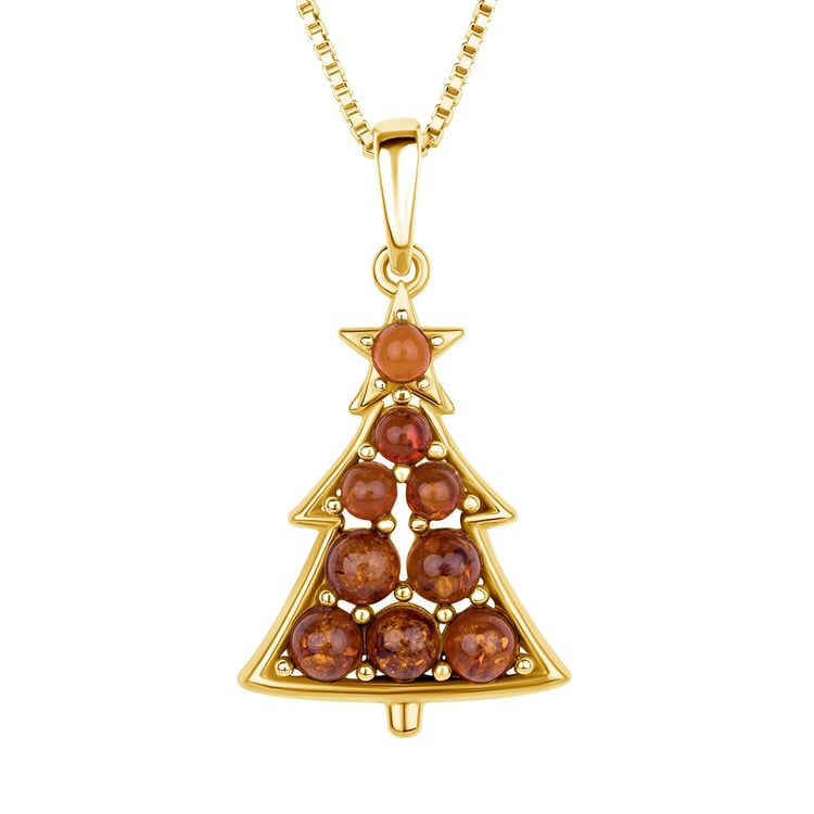 Bernsteinanhänger aus Silber in Form eines Weihnachtsbaums