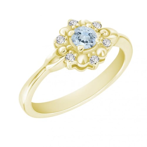 Goldring mit Aquamarin und Diamanten Dylah