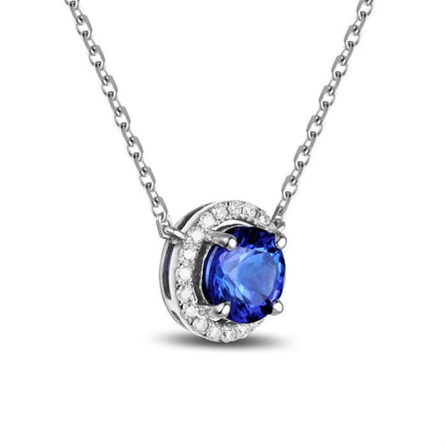 Tansanit Halskette mit Diamanten Naara