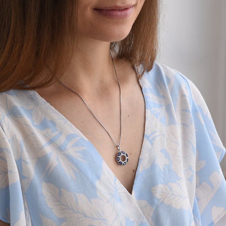 Silberner Anhänger mit Saphiren und Zirkonia Janis 69220