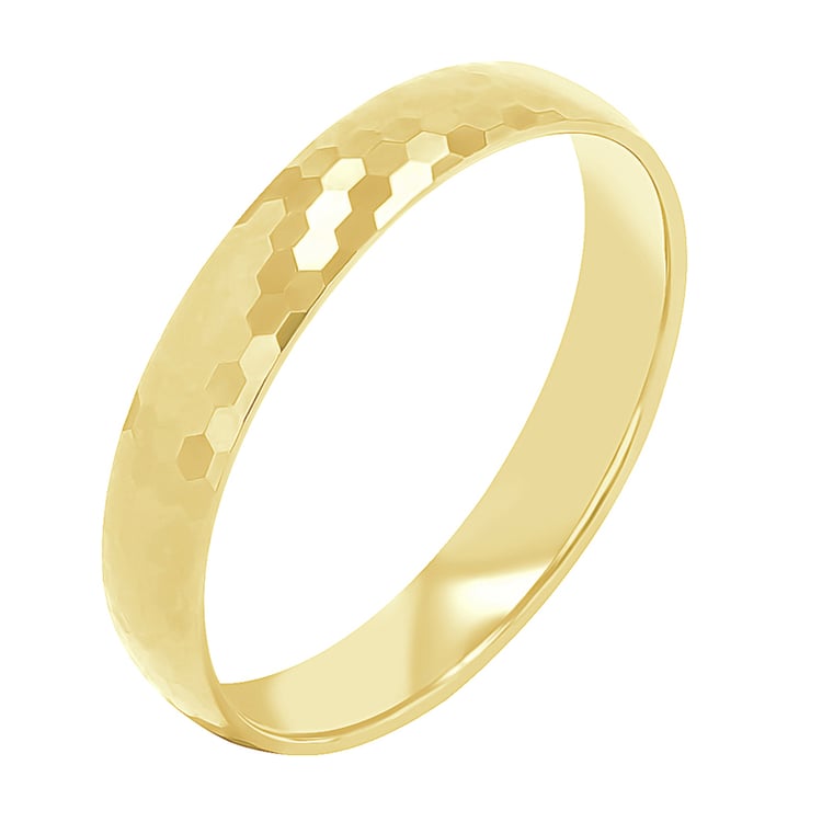 Goldene Eheringe mit Hammerschlag-Motiv Trevino 114098