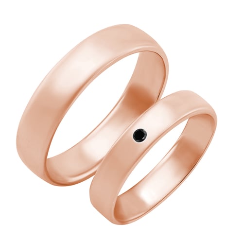 Klassische goldene Eheringe mit schwarzem Diamant Umeria