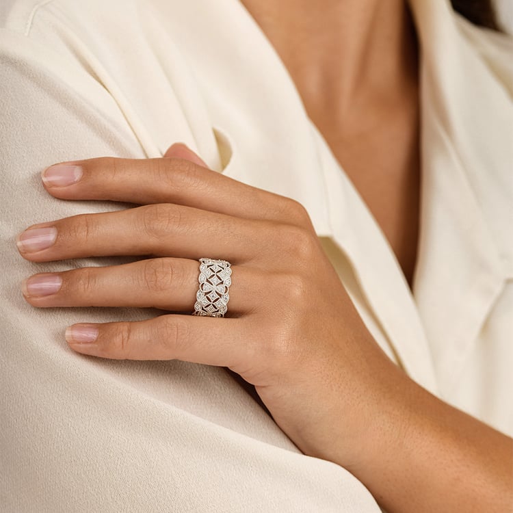 Moderner Silberring mit Diamanten Bernt 162796