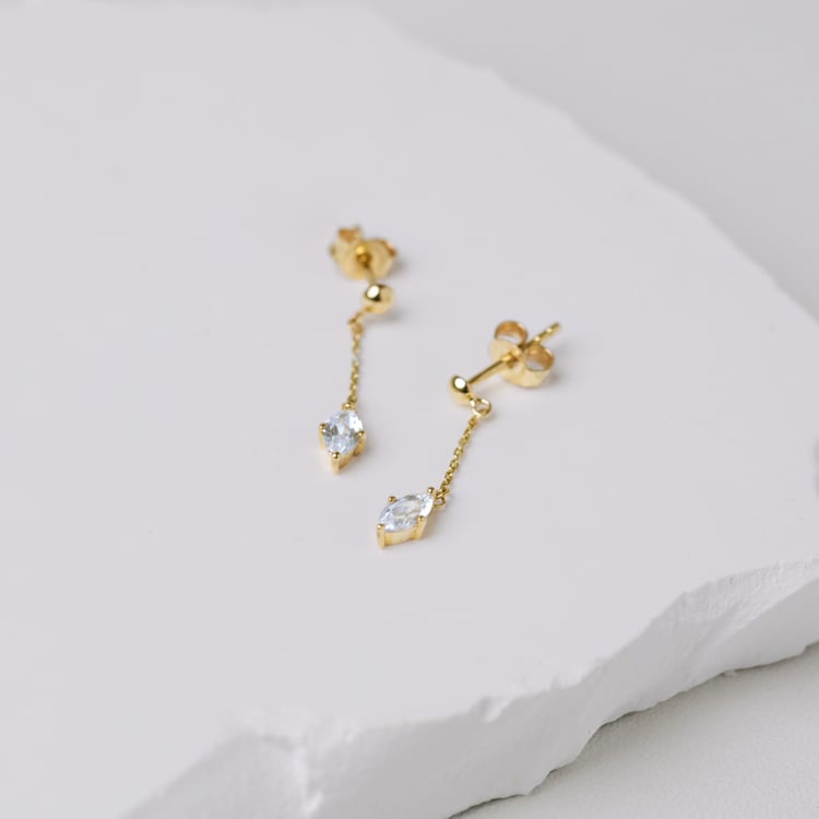 Goldene Hängeohrringe mit weißem Topas Maritza 164106