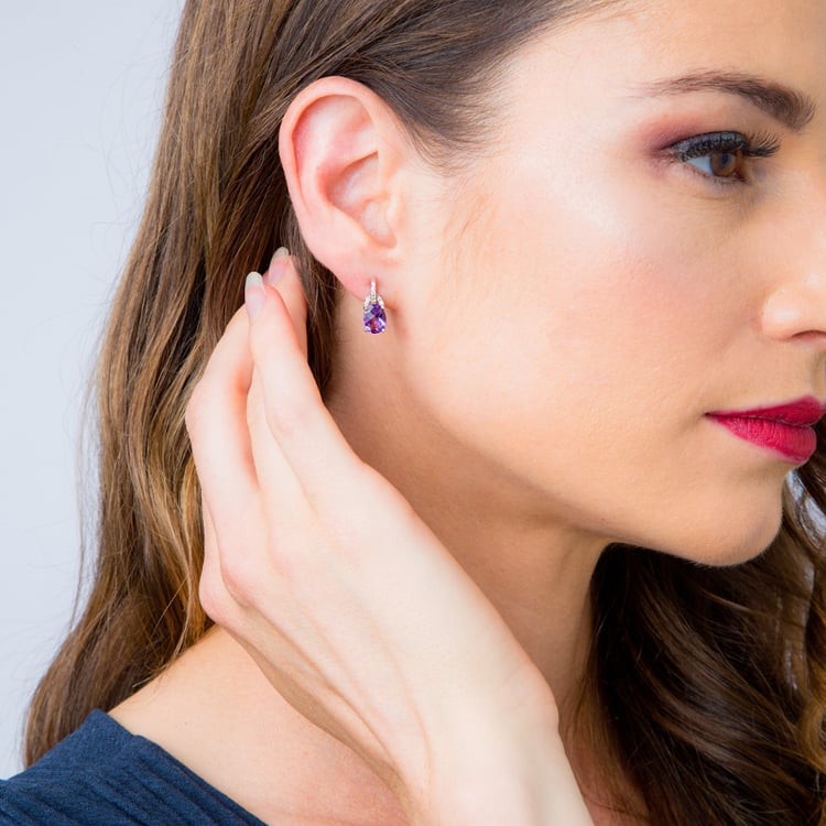 Ovale Amethyst-Ohrringe aus Silber Maila 87491