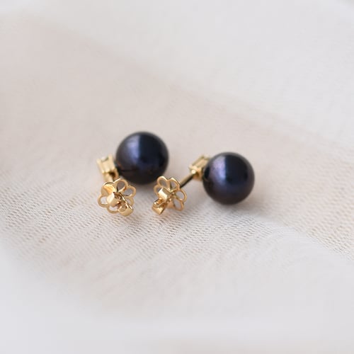 Schwarze Perlenohrringe mit Diamanten Morisah