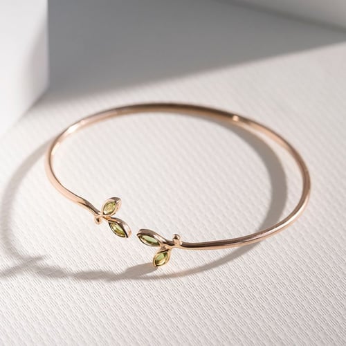 Goldener minimalistischer Armreif mit Olivenblättern Hulme