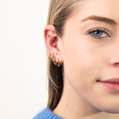 Unregelmäßige runde Ohrringe aus Silber mit Zirkonia Fabiola