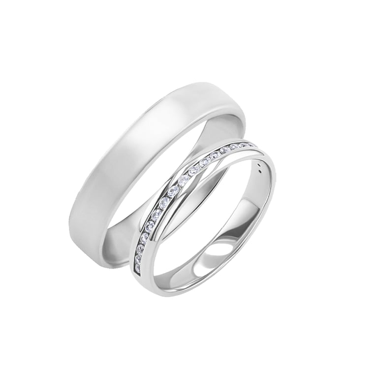 Goldene Eheringe mit Memoryring mit Diamanten Tiall 134567