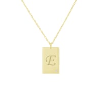 Goldener rechteckiger Anhänger mit Buchstabengravur und Diamant Sharron