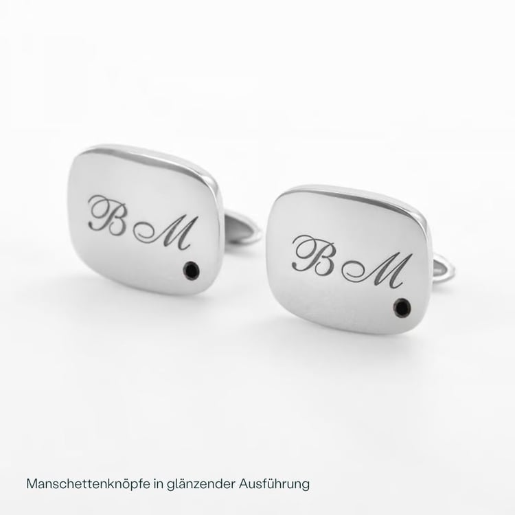 Goldene Manschettenknöpfe mit Gravur und Diamanten Jolie 165877