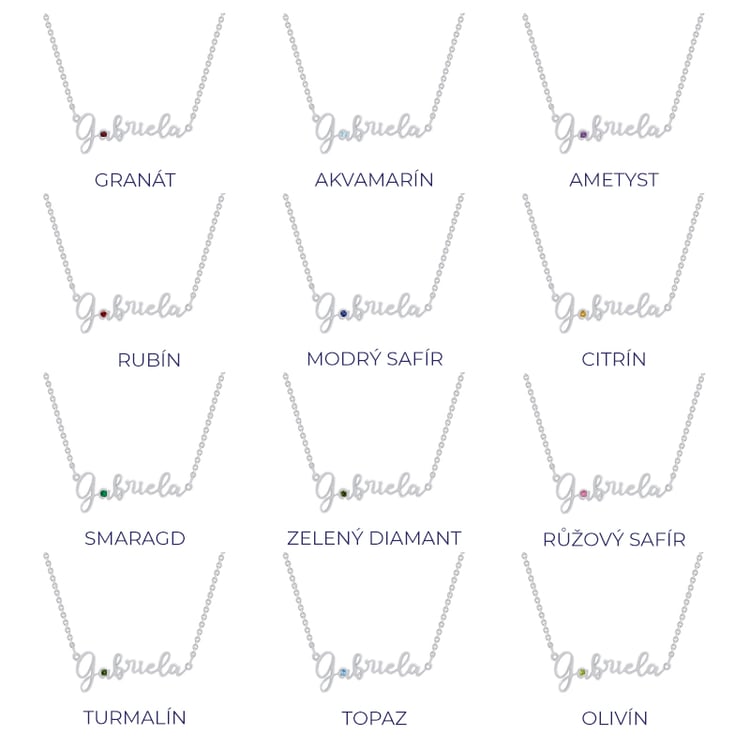 Goldene Kette mit Namen und Edelstein Harlow 74860