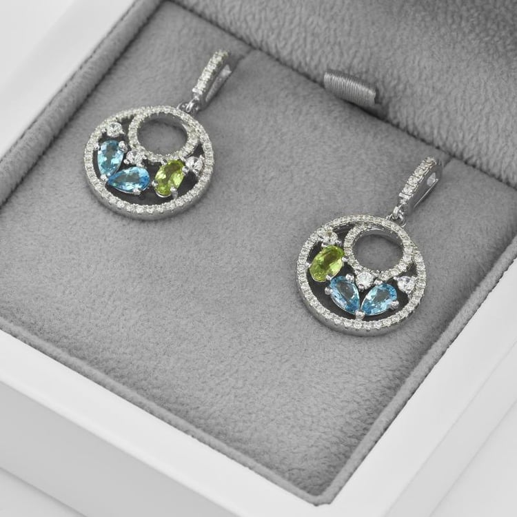 Silberne Ohrringe mit Topas und Olivin Karim 45361