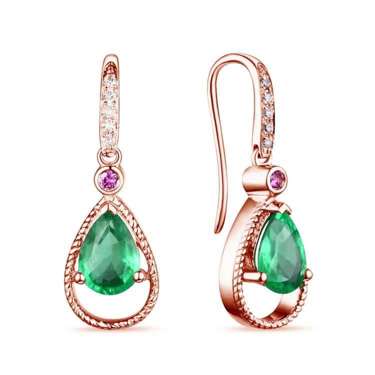 Smaragdohrringe mit Saphiren und Diamanten Elsterna