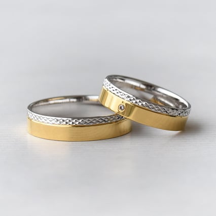 Zweifarbige geschmückte Trauringe mit Diamanten Beau