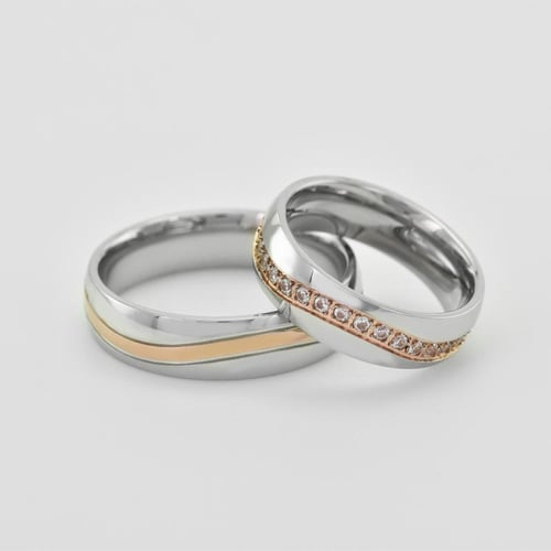 Elegante Trauringe aus Gold in bicolor mit Diamanten Urma