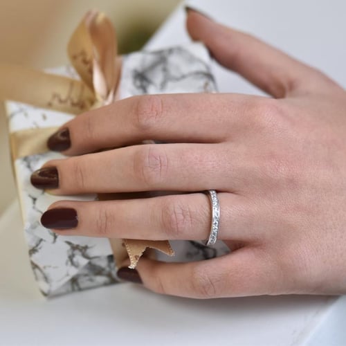 Silberner Memoire-Ring mit Zirkonia Urian