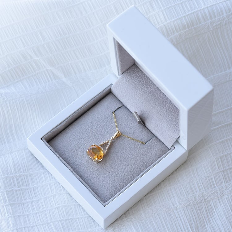 Citrin Anhänger mit Diamanten in Gold in Eppi-Geschenkbox 70902