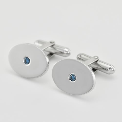 Manschettenknöpfe aus Silber mit blauen Diamanten Obert