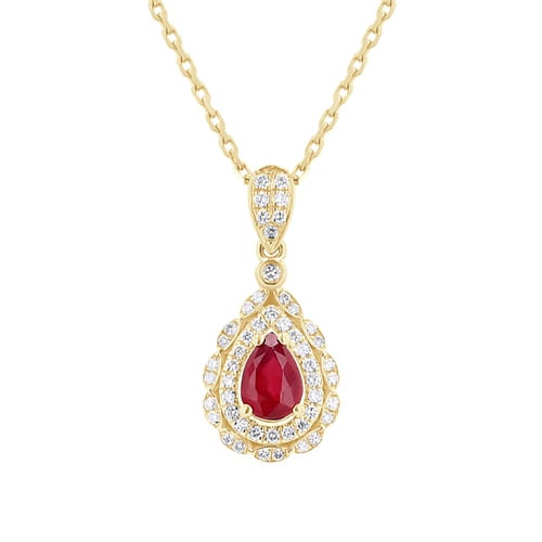 Wunderschöner Anhänger mit Rubin aus Gold mit Diamanten Barsha