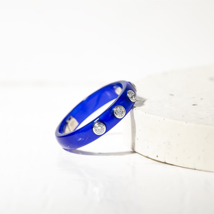 Blauer Keramikring mit Diamanten Maisha 127543