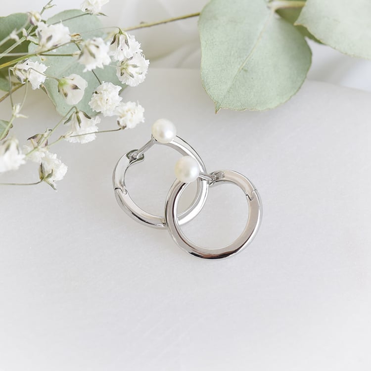 Minimalistische Ringohrringe mit Perlen Amelie 87854