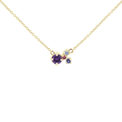 Silberne Cluster Kette mit Amethyst und Edelsteinen Millie