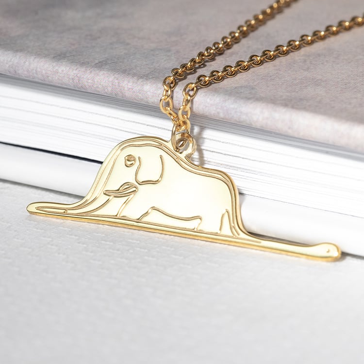 Silberner Anhänger Der Kleine Prinz mit einem Elefanten und einer Gravur 125163