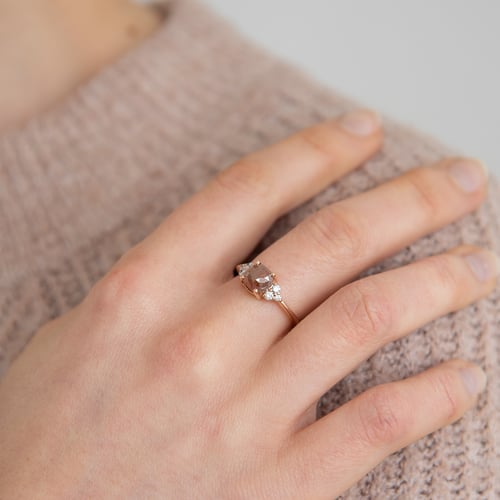 Ring aus Gold mit einem Salt and Pepper Diamanten Agathe
