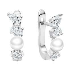 Perlenohrringe aus Silber und Zirkonia Karmin