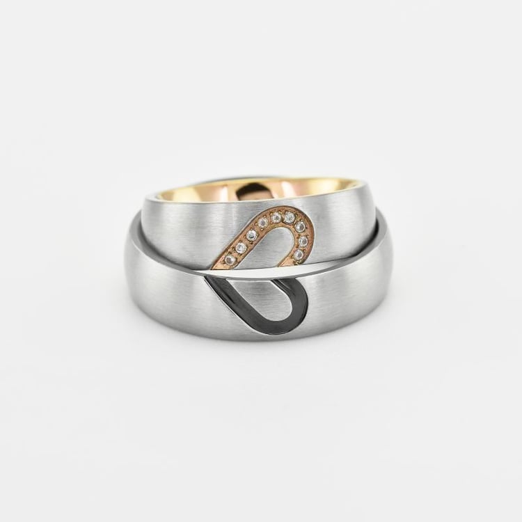 Bicolor Eheringe aus Gold mit Herz Luita 118207
