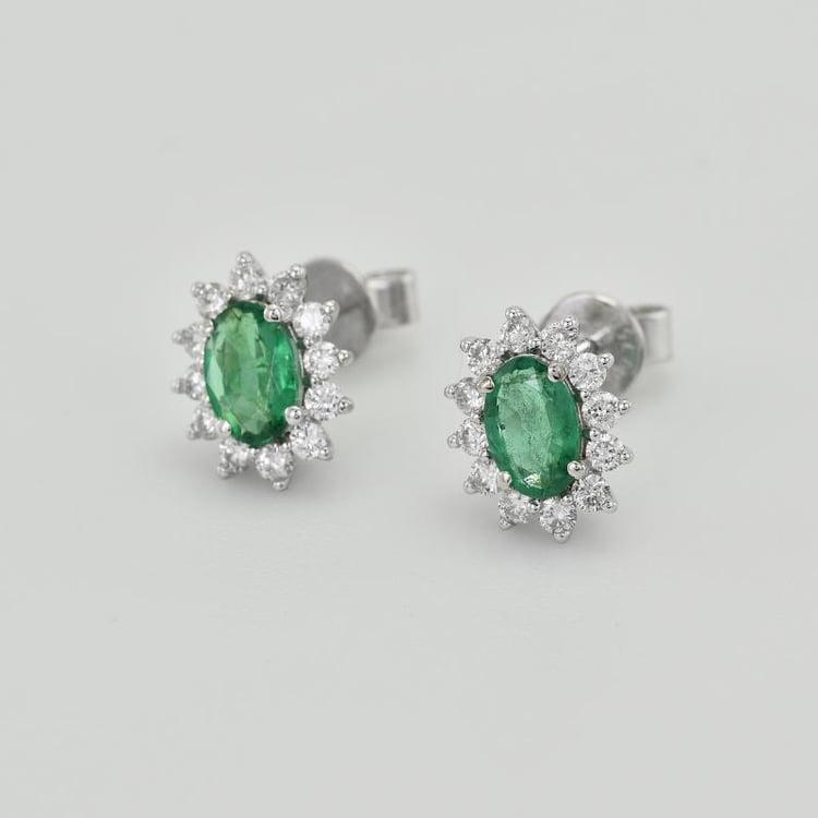 Goldene Smaragdohrringe mit Diamanten Mariell 36202