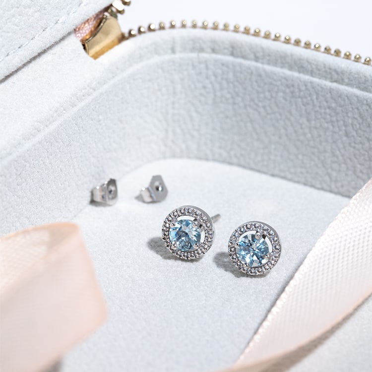 Goldene Ohrringe mit Aquamarinen und Topasen Badulf 125345