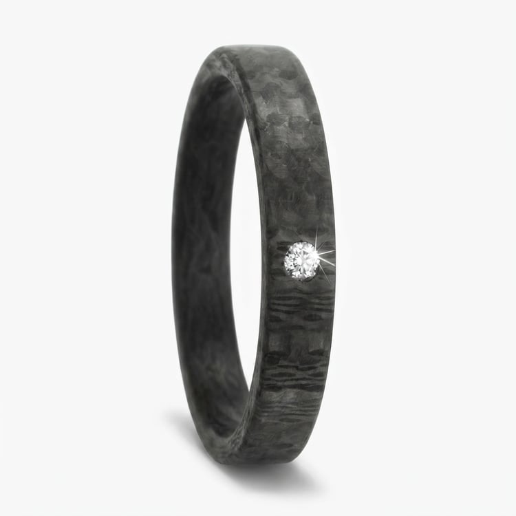 Flache Eheringe aus Carbon mit Diamant Jae 166726