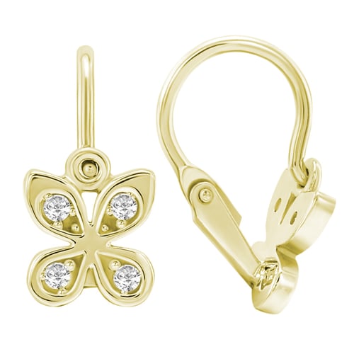Kinderohrringe aus Gold in Form eines Schmetterlings mit Lab Grown Diamanten Madeleine