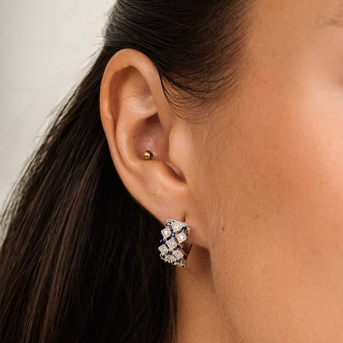 Silberne Creolen mit Diamanten und Saphiren Solveig