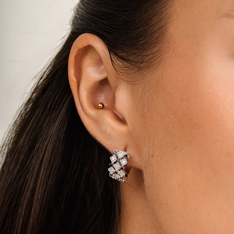 Silberne Creolen mit Diamanten und Saphiren Solveig 162787