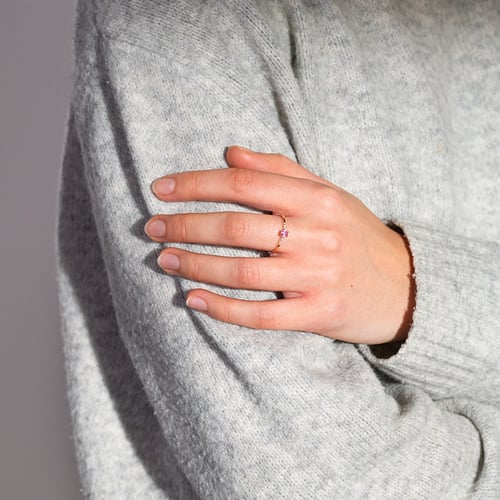 Verlobungsring mit rosa Saphir und Diamanten Terry