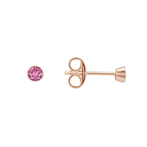 Silberne Ohrstecker mit rosa Saphiren in Bezelfassung Tofine